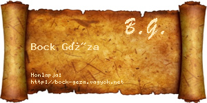 Bock Géza névjegykártya