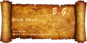 Bock Géza névjegykártya