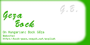 geza bock business card