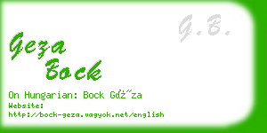 geza bock business card